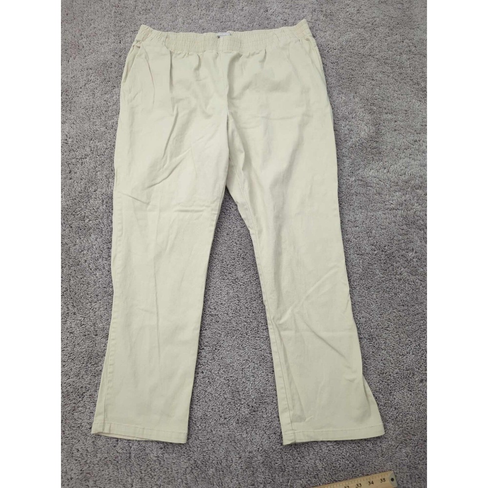 Woman Within The Lena Trouser Pants Womens 22W Plus Beige Pull On Relaxed Casual